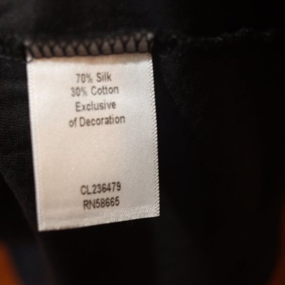 Classiques Entier Black Silk Sequin Beaded V neck Top LG - Picture 8 of 10